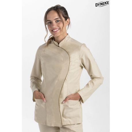 Chaqueta beige cruzada vivo marrón