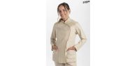 Chaqueta beige cruzada vivo marrón