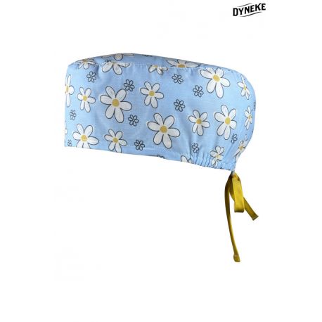 Gorro Sanidad unisex pelo corto flores blancas