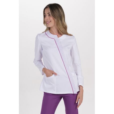 Chaqueta mujer asimetrica vivo lila