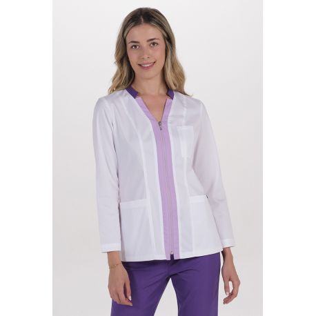 Chaqueta elástica m/l mujer detalles morado