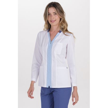 Chaqueta elástica m/l mujer detalles azul