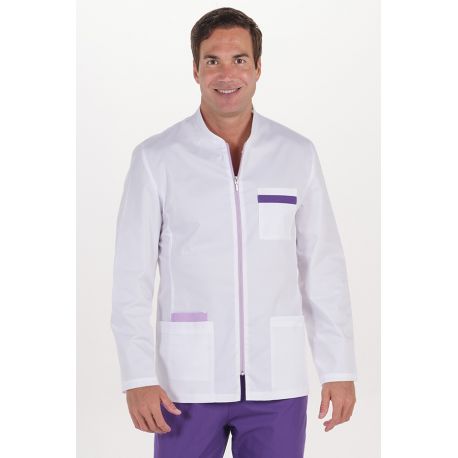 Chaqueta hombre sarga elástica m/l contraste malva