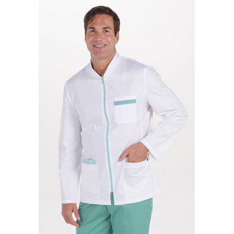 Chaqueta hombre sarga elástica m/l contraste verde