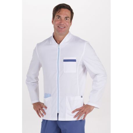 Chaqueta hombre sarga elástica m/l contraste azul