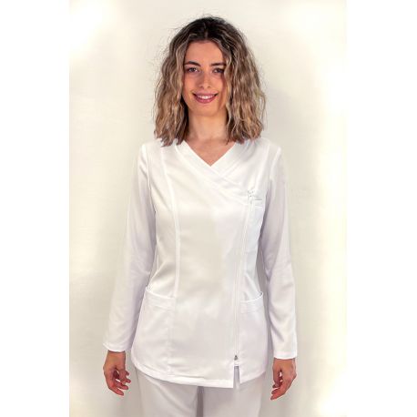 Chaqueta mujer m/l microfibra elástica blanca