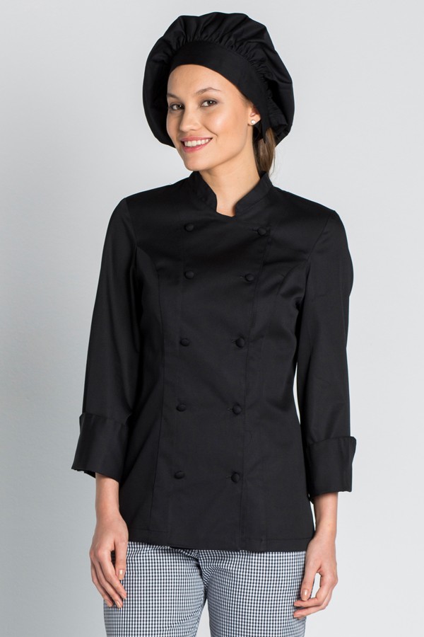 chaqueta para chef en color negro dyneke